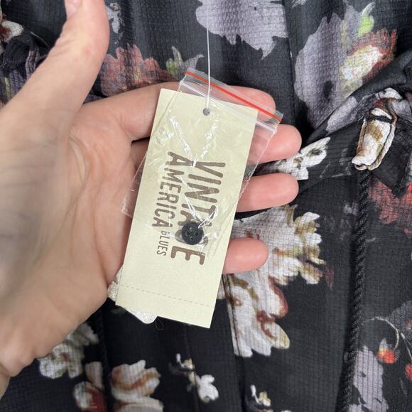 Vintage America Peasant Top Large Floral Textured Dark Moody Maximalist Boho - Picture 9 of 16